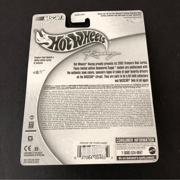 Hot Wheels Jeff Burton Hammered Coupe 2003 Nascar Treasure Hunt #B0483 NRFP 1:64 - Picture 2 of 7